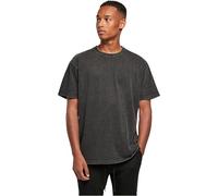 Build Your Brand BY189-Acid Washed Heavy Oversize tee T-Shirt, Black, XS Men's