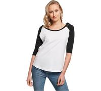Build Your Brand BY022-Ladies 3/4 Contrast Raglan tee T-Shirt, Wht/blk, M Women's