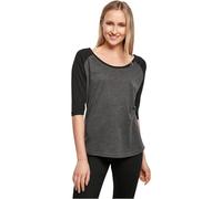 Build Your Brand BY022-Ladies 3/4 Contrast Raglan tee T-Shirt, cha/blk, M Women's