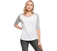 Build Your Brand BY022-Ladies 3/4 Contrast Raglan tee T-Shirt, White/h.Grey, S Women's
