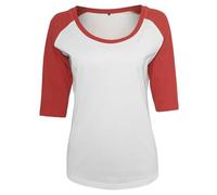 Build Your Brand BY022-Ladies 3/4 Contrast Raglan tee T-Shirt, Wht/Red, XS Women's