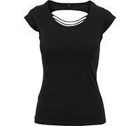 Build Your Brand BY035-Ladies Back Cut tee T-Shirt, Women's, Black, Large
