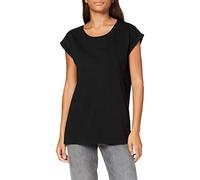 Build Your Brand BY138-Ladies Organic Extended Shoulder tee T-Shirt, Black, XL Women's