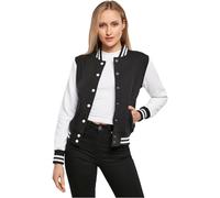 Build Your Brand Ladies Sweat College Jacket Chaqueta Varsity, Black/White, L para Mujer
