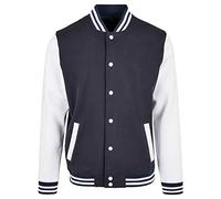 Build Your Brand Chaqueta para Hombre, Informal, básica, universitaria, para Hombre, Tallas S-5XL, Azul Marino, Blanco, S