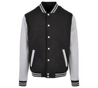 Build Your Brand Bb004-basic College Jacket Chaqueta, Negro y Gris Jaspeado, L Hombres
