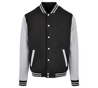 Build Your Brand Chaqueta para Hombre, Informal, básica, universitaria, para Hombre, Tallas S-5XL, Negro y Gris Jaspeado, L