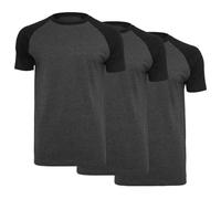 Build Your Brand Hombre Raglan Contrast tee 3-Pack Camiseta Not Applicable, Multicolor (Char/Blk 00314), Large