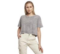 Build Your Brand Ladies Acid Washed Cropped tee Camiseta, Grey Black, S De Las Mujeres