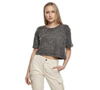 Build Your Brand - Ladies Acid Washed Cropped tee, Camiseta Mujer, Darkgrey White, XS - BY054-01259-0058