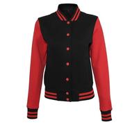 Build Your Brand Ladies Sweat College Jacket Chaqueta Varsity, Black/Red, M para Mujer
