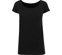 Build Your Brand Ladies Wideneck tee Camiseta, Mujer, Negro, Extra-Large