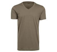 Build Your Brand Light T-Shirt V-Neck Camiseta, Verde Oliva, XL para Hombre