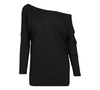 Build Your Brand BY107-Ladies Batwing Longsleeve T-Shirt, Black, S Women's