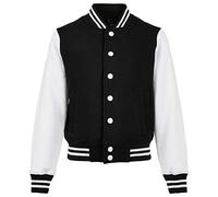 Build Your Brand Organic Kids Sweat College Jacket, Chaqueta niños Unisex, Black/White, 146/152