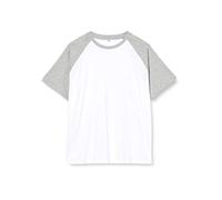 Build Your Brand Raglan Contrast tee Camiseta, Blanco (White/Heather Grey), 4XL para Hombre
