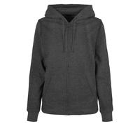Build Your Brand Sudadera básica con Cremallera para Mujer Capucha, Gris Oscuro, L