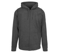 Build Your Brand Sudadera básica con Cremallera Capucha, Gris Oscuro, L para Hombre