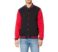 Build Your Brand Sweat College Jacket Chaqueta, Multicolor (Blk/Red 00044), Large para Hombre