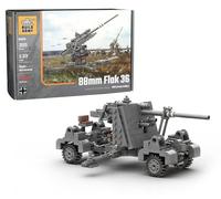 Buildarmy WW2 - Bloque de construcción alemán de 88 mm Flak 36 modelo de ladrillo de artillería, 355 piezas