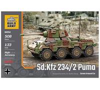 Buildarmy WW2 German Sd. Kfz. Juego de bloques de construcción Puma 234/2, 508 piezas, escala 1:33, 7 pulgadas de longitud