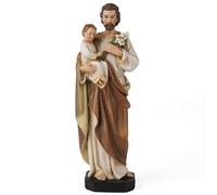 Buildclassic - Estatua católica de San José y Niño Jesús, figura de santo católico, regalo religioso para el día del padre, decoración inspiradora para el hogar interior, 6 pulgadas de alto, pintada a
