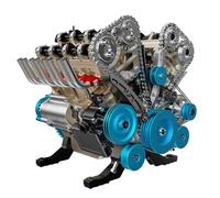 BuildCubes 1/3 V8 - Kit de construcción de motor V8 metálico, 500 piezas, modelo mecánico para física y experimentación, regalo para adultos