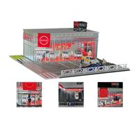 BuildCubes Escala 1/64 modelo de escena de edificio, DIY mini casa concesionario de automóviles diorama escena de edificio taller edificio, regalo coleccionable, figuras de vehículos herramientas no
