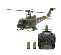 BuildCubes F07-V UH-1 RC Helicóptero para adultos, 1/34 UH-1 RC Helicóptero, 2.4G 6CH sin escobillas de accionamiento directo Flybarless RC Militar Helicóptero Juguete al aire libre Regalo -RTF