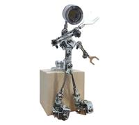 BuildCubes Juego de modelado de metal 3D robot plateado brillante, robot steampunk mecánico mecha metal modelo, juguete artesanal, regalo para adultos, versión lista para usar
