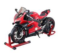 BuildCubes Modelo dinámico de motocicleta de aleación de 1/7, V4 Top Edition con sistema de encendido, aerosol de humo, fibra de carbono Mecánica para el vehículo, decoración del hogar, regalo de