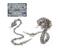 BuildCubes Puzzle de metal 3D para adultos, serpiente steampunk, juego de construcción de metal, 1500 + piezas DIY mecánico de púas azul-verde y viper cobra 3D puzzle animal juguete kit de regalo