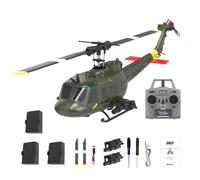BuildCubes UH-1 RC Helicóptero para adultos, 1/48 C032 RC Helicóptero, 2.4G 6CH Flybarless Stunt RC Helicóptero Militar, Posicionamiento de Flujo Óptico Vuelo Inverso, Regalo -RTF