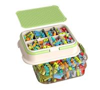 Building Blocks Storage - 3-Tier Organizer Box With Lid & Handle | Transparent Stackable Toy Container | Brick & Puzzle Sorter For Parents, Playroom, Daycare, Preschool, Home, Kindergarten, Basement