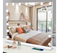 Buildonely Espejo de Maquillaje Hollywood 80 x 62 cm, Espejo Grande con 17 Luces LED Regulables, 3 Modos, Función de Memoria, Cargador USB y Type C, Control Táctil, Blanco