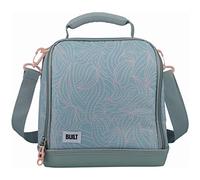 BUILT Bolsa Porta Alimentos Hermética con el Diseño "The Mindful", Poliéster/PEVA, Gris/Rosa Palo, 18,5 x 24 x 26 cm