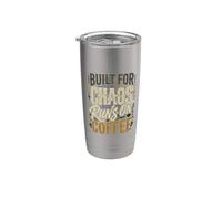 Built For Chaos Runs On Coffee Productividad de la cafeína Vaso térmico de acero inoxidable de doble pared