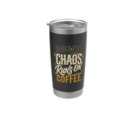 Built For Chaos Runs On Coffee Productividad de la cafeína Vaso térmico de acero inoxidable de doble pared