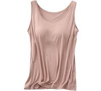 Built in Bra Tank Tops for Women, Tank Tops for Women Built in Bra Summer Casual Sleeveless, Comfort & Support All Day (Khaki,L)