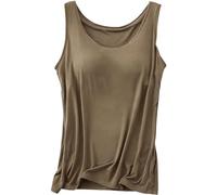 Built in Bra Tank Tops for Women, Tank Tops for Women Built in Bra Summer Casual Sleeveless, Comfort & Support All Day (Army Green,L)