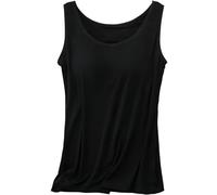 Built in Bra Tank Tops for Women, Tank Tops for Women Built in Bra Summer Casual Sleeveless, Comfort & Support All Day (Black,3XL)