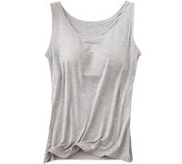 Built in Bra Tank Tops for Women, Tank Tops for Women Built in Bra Summer Casual Sleeveless, Comfort & Support All Day (Gray,XL)