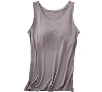 Built in Bra Tank Tops for Women, Tank Tops for Women Built in Bra Summer Casual Sleeveless, Comfort & Support All Day (Dark Gray,XL)