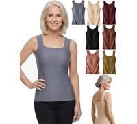 Built in Comfort Bra Tanktop, Tank Top with Built in Bra, Soft Stretch Breathable Fabric, No Tight Band (Blue,M)