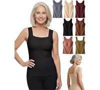 Built in Comfort Bra Tanktop, Tank Top with Built in Bra, Soft Stretch Breathable Fabric, No Tight Band (Black,S)
