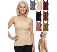 Built in Comfort Bra Tanktop, Tank Top with Built in Bra, Soft Stretch Breathable Fabric, No Tight Band (Nude,L)