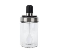 Built-in Pan, Spoon And Lid Corrosion Resistant Durable Clear Glass Seasoning Jar Salt Pepper Seasoning Bottle with Spoon for Kitchen Use