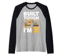 Built Tough I'm 3 Construction Truck 3 Años Cumpleaños Camiseta Manga Raglan