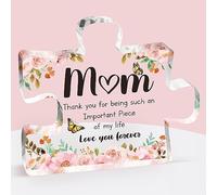 Buioata Regalos de cumpleaños para mamá - Placa de acrílico grabada, decoración de rompecabezas de 3.9 x 3.3 pulgadas - Delicados regalos de cumpleaños para mamá de hija e hijo - Regalos de cumpleaños