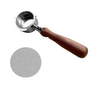 Buithafu Filtro portafiltro sin fondo de 51 mm para DeLonghi EC680/EC685, Acero inoxidable y madera de palisandro (51MM)